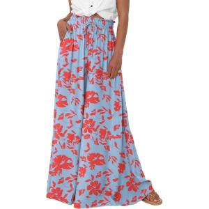 image:imageBTFBM Women Casual High Waist Wide Leg Pants 2026 Spring Summer Long Palazzo Pants Pocket Lounge Beach Vacation ClothesPrint Light Blue Red