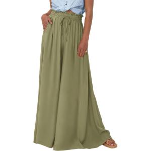 image:imageBTFBM Women Casual High Waist Wide Leg Pants 2026 Spring Summer Long Palazzo Pants Pocket Lounge Beach Vacation ClothesSolid Light Army Green