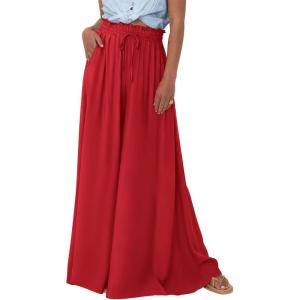 image:imageBTFBM Women Casual High Waist Wide Leg Pants 2026 Spring Summer Long Palazzo Pants Pocket Lounge Beach Vacation ClothesSolid Red
