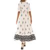 image:imageBTFBM Womens Summer Dresses 2026 Spring Casual Short Sleeve v Neck Boho Floral Flowy ALine Tiered Maxi Dress PocketsFloral Apricot Black