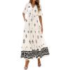 image:imageBTFBM Womens Summer Dresses 2026 Spring Casual Short Sleeve v Neck Boho Floral Flowy ALine Tiered Maxi Dress PocketsFloral Apricot Black