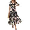image:imageBTFBM Womens Summer Dresses 2026 Spring Casual Short Sleeve v Neck Boho Floral Flowy ALine Tiered Maxi Dress PocketsFloral Black Multi