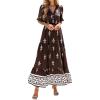 image:imageBTFBM Womens Summer Dresses 2026 Spring Casual Short Sleeve v Neck Boho Floral Flowy ALine Tiered Maxi Dress PocketsFloral Coffee White