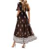 image:imageBTFBM Womens Summer Dresses 2026 Spring Casual Short Sleeve v Neck Boho Floral Flowy ALine Tiered Maxi Dress PocketsFloral Coffee White
