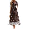 image:imageBTFBM Womens Summer Dresses 2026 Spring Casual Short Sleeve v Neck Boho Floral Flowy ALine Tiered Maxi Dress PocketsFloral Coffee White