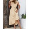 image:imageBTFBM Boho Dresses for Women 2026 Summer Fashion Cap Sleeve Swiss Dot Flowy Ruffle Beach Wedding Cocktail Maxi DressBeige