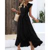 image:imageBTFBM Boho Dresses for Women 2026 Summer Fashion Cap Sleeve Swiss Dot Flowy Ruffle Beach Wedding Cocktail Maxi DressBlack