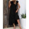 image:imageBTFBM Boho Dresses for Women 2026 Summer Fashion Cap Sleeve Swiss Dot Flowy Ruffle Beach Wedding Cocktail Maxi DressBlack