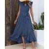 image:imageBTFBM Boho Dresses for Women 2026 Summer Fashion Cap Sleeve Swiss Dot Flowy Ruffle Beach Wedding Cocktail Maxi DressBlue