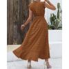 image:imageBTFBM Boho Dresses for Women 2026 Summer Fashion Cap Sleeve Swiss Dot Flowy Ruffle Beach Wedding Cocktail Maxi DressBrown