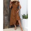 image:imageBTFBM Boho Dresses for Women 2026 Summer Fashion Cap Sleeve Swiss Dot Flowy Ruffle Beach Wedding Cocktail Maxi DressBrown