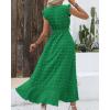 image:imageBTFBM Boho Dresses for Women 2026 Summer Fashion Cap Sleeve Swiss Dot Flowy Ruffle Beach Wedding Cocktail Maxi DressGreen