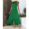 image:imageBTFBM Boho Dresses for Women 2026 Summer Fashion Cap Sleeve Swiss Dot Flowy Ruffle Beach Wedding Cocktail Maxi DressGreen