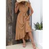 image:imageBTFBM Boho Dresses for Women 2026 Summer Fashion Cap Sleeve Swiss Dot Flowy Ruffle Beach Wedding Cocktail Maxi DressKhaki
