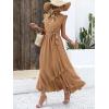 image:imageBTFBM Boho Dresses for Women 2026 Summer Fashion Cap Sleeve Swiss Dot Flowy Ruffle Beach Wedding Cocktail Maxi DressKhaki