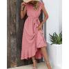 image:imageBTFBM Boho Dresses for Women 2026 Summer Fashion Cap Sleeve Swiss Dot Flowy Ruffle Beach Wedding Cocktail Maxi DressLight Pink