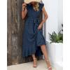 image:imageBTFBM Boho Dresses for Women 2026 Summer Fashion Cap Sleeve Swiss Dot Flowy Ruffle Beach Wedding Cocktail Maxi DressNavy