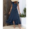 image:imageBTFBM Boho Dresses for Women 2026 Summer Fashion Cap Sleeve Swiss Dot Flowy Ruffle Beach Wedding Cocktail Maxi DressNavy