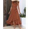 image:imageBTFBM Boho Dresses for Women 2026 Summer Fashion Cap Sleeve Swiss Dot Flowy Ruffle Beach Wedding Cocktail Maxi DressOrange Red