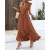 image:imageBTFBM Boho Dresses for Women 2026 Summer Fashion Cap Sleeve Swiss Dot Flowy Ruffle Beach Wedding Cocktail Maxi DressOrange Red