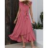 image:imageBTFBM Boho Dresses for Women 2026 Summer Fashion Cap Sleeve Swiss Dot Flowy Ruffle Beach Wedding Cocktail Maxi DressPink