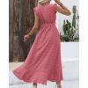 image:imageBTFBM Boho Dresses for Women 2026 Summer Fashion Cap Sleeve Swiss Dot Flowy Ruffle Beach Wedding Cocktail Maxi DressPink