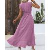 image:imageBTFBM Boho Dresses for Women 2026 Summer Fashion Cap Sleeve Swiss Dot Flowy Ruffle Beach Wedding Cocktail Maxi DressPurple
