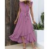 image:imageBTFBM Boho Dresses for Women 2026 Summer Fashion Cap Sleeve Swiss Dot Flowy Ruffle Beach Wedding Cocktail Maxi DressPurple