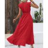 image:imageBTFBM Boho Dresses for Women 2026 Summer Fashion Cap Sleeve Swiss Dot Flowy Ruffle Beach Wedding Cocktail Maxi DressRed