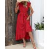 image:imageBTFBM Boho Dresses for Women 2026 Summer Fashion Cap Sleeve Swiss Dot Flowy Ruffle Beach Wedding Cocktail Maxi DressRed