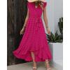 image:imageBTFBM Boho Dresses for Women 2026 Summer Fashion Cap Sleeve Swiss Dot Flowy Ruffle Beach Wedding Cocktail Maxi DressRose Red