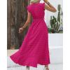 image:imageBTFBM Boho Dresses for Women 2026 Summer Fashion Cap Sleeve Swiss Dot Flowy Ruffle Beach Wedding Cocktail Maxi DressRose Red