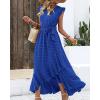 image:imageBTFBM Boho Dresses for Women 2026 Summer Fashion Cap Sleeve Swiss Dot Flowy Ruffle Beach Wedding Cocktail Maxi DressRoyal Blue