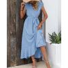 image:imageBTFBM Boho Dresses for Women 2026 Summer Fashion Cap Sleeve Swiss Dot Flowy Ruffle Beach Wedding Cocktail Maxi DressSky Blue