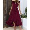 image:imageBTFBM Boho Dresses for Women 2026 Summer Fashion Cap Sleeve Swiss Dot Flowy Ruffle Beach Wedding Cocktail Maxi DressWine Red