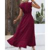 image:imageBTFBM Boho Dresses for Women 2026 Summer Fashion Cap Sleeve Swiss Dot Flowy Ruffle Beach Wedding Cocktail Maxi DressWine Red