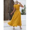 image:imageBTFBM Boho Dresses for Women 2026 Summer Fashion Cap Sleeve Swiss Dot Flowy Ruffle Beach Wedding Cocktail Maxi DressYellow