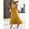 image:imageBTFBM Boho Dresses for Women 2026 Summer Fashion Cap Sleeve Swiss Dot Flowy Ruffle Beach Wedding Cocktail Maxi DressYellow