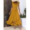 image:imageBTFBM Boho Dresses for Women 2026 Summer Fashion Cap Sleeve Swiss Dot Flowy Ruffle Beach Wedding Cocktail Maxi DressYellow