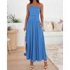 image:imageBTFBM Summer Maxi Dresses for Women 2026 Strapless Ruched Tube Top Beach Vacation Spring Wedding Guest Dress PocketsBlue