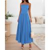 image:imageBTFBM Summer Maxi Dresses for Women 2026 Strapless Ruched Tube Top Beach Vacation Spring Wedding Guest Dress PocketsBlue