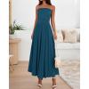 image:imageBTFBM Summer Maxi Dresses for Women 2026 Strapless Ruched Tube Top Beach Vacation Spring Wedding Guest Dress PocketsDark Blue