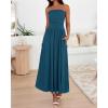 image:imageBTFBM Summer Maxi Dresses for Women 2026 Strapless Ruched Tube Top Beach Vacation Spring Wedding Guest Dress PocketsDark Blue