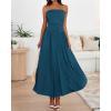 image:imageBTFBM Summer Maxi Dresses for Women 2026 Strapless Ruched Tube Top Beach Vacation Spring Wedding Guest Dress PocketsDark Blue