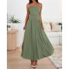 image:imageBTFBM Summer Maxi Dresses for Women 2026 Strapless Ruched Tube Top Beach Vacation Spring Wedding Guest Dress PocketsGreen