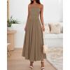 image:imageBTFBM Summer Maxi Dresses for Women 2026 Strapless Ruched Tube Top Beach Vacation Spring Wedding Guest Dress PocketsKhaki
