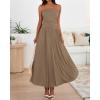 image:imageBTFBM Summer Maxi Dresses for Women 2026 Strapless Ruched Tube Top Beach Vacation Spring Wedding Guest Dress PocketsKhaki