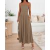 image:imageBTFBM Summer Maxi Dresses for Women 2026 Strapless Ruched Tube Top Beach Vacation Spring Wedding Guest Dress PocketsKhaki