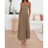 image:imageBTFBM Summer Maxi Dresses for Women 2026 Strapless Ruched Tube Top Beach Vacation Spring Wedding Guest Dress PocketsKhaki