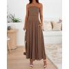 image:imageBTFBM Summer Maxi Dresses for Women 2026 Strapless Ruched Tube Top Beach Vacation Spring Wedding Guest Dress PocketsLight Brown